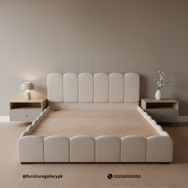 9 White Dome Design Back Double Bed Wood