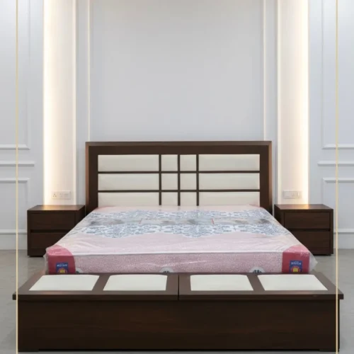 Modern Wooden Double Bed with Storage Drawers