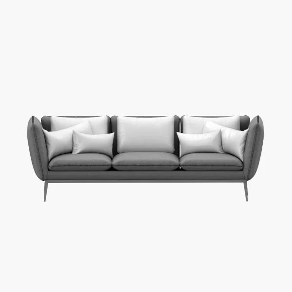 product-15 Gray Triple Seat Sofa with Premium White Back Pillows – Elegant Comfort for Modern Living